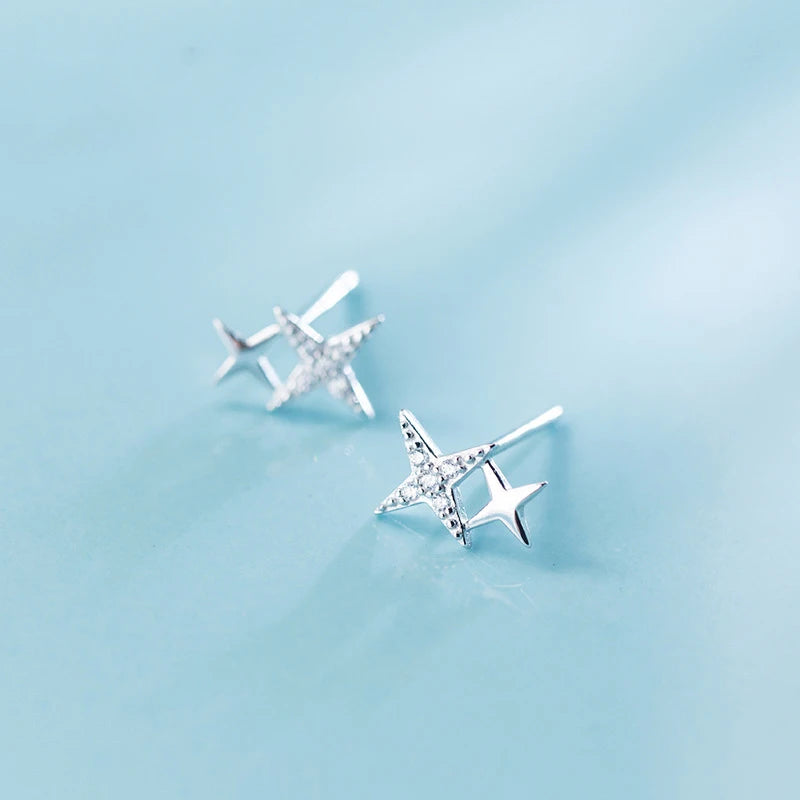 Fashion 925 Sterling Silver Star Stud Earrings Jewelry 2019