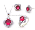 Customized Design Ruby Glass 925 Silver Jewellery Sets