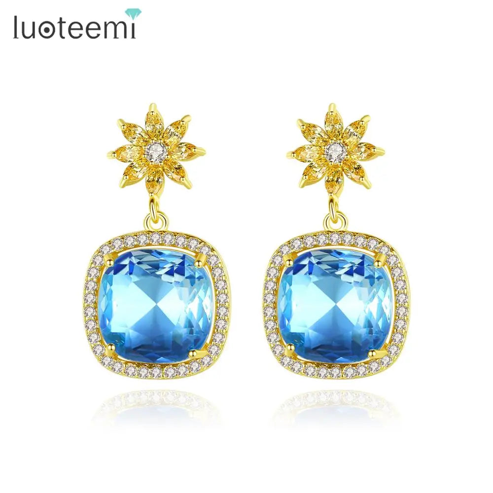 LUOTEEMI Brazilian New Material Tourmaline Custom Fashion Earrings Brazil Hot Sale Earring