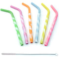 Bar Straw 4-Pack Food Grade Soft Silicone Straight Bendy Drinking Straws Metal Cleaning Brush Eco-Friendly LFGB Certified GEMARK