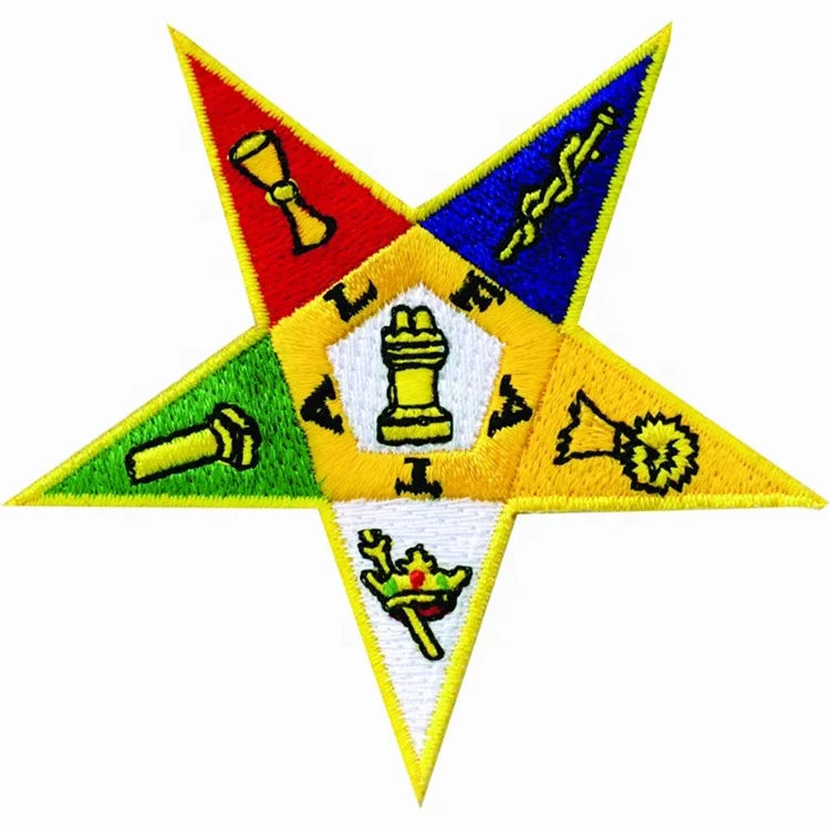 Custom Embroidery Masonic  Star Embroidered Iron on Patch for Clothing