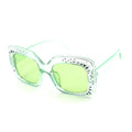 New Arrival China Children's Fashionable UV400 PC Sunglasses with Green Frame Rhinestone Lightweight & Durable for Summer Use