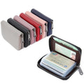 Rifd COWHERD Classic Style Unisex Genuine Leather Credit Card Wallet Anti-Theft Multi-Function Business Purse Zipper 12x8x2.5cm