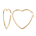 Free Shipping Stainless Steel Gold Plated Heart Shape Hoop Earrings for Women