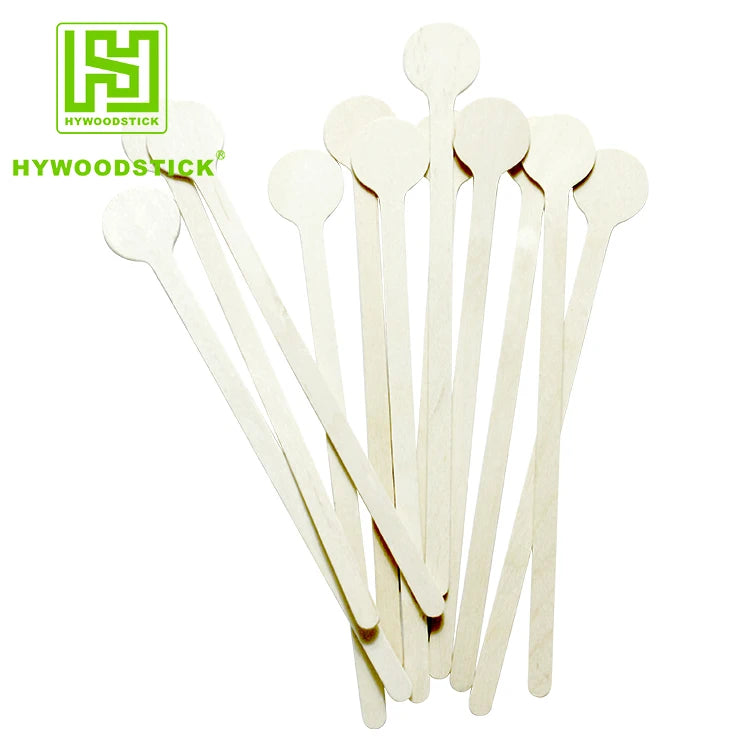 Eco Friendly Wrapped Disposable Custom Wooden Coffee Stirrer Bacteria Resistant Heat Resistant