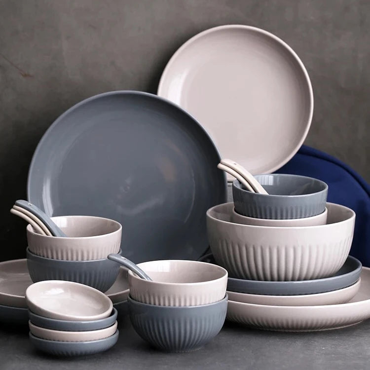 Customized Color Safety Glazed Dinnerware Classic Korean Style Eco Ceramic Dinner Ware for Gift