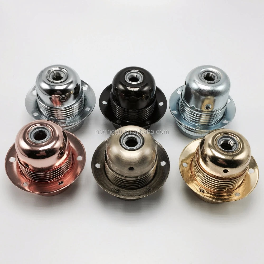 Vintage Style E27 Edison Screw Pendant Lamp Holder with Ring Alloy Body Polished Copper Finish 110-240V