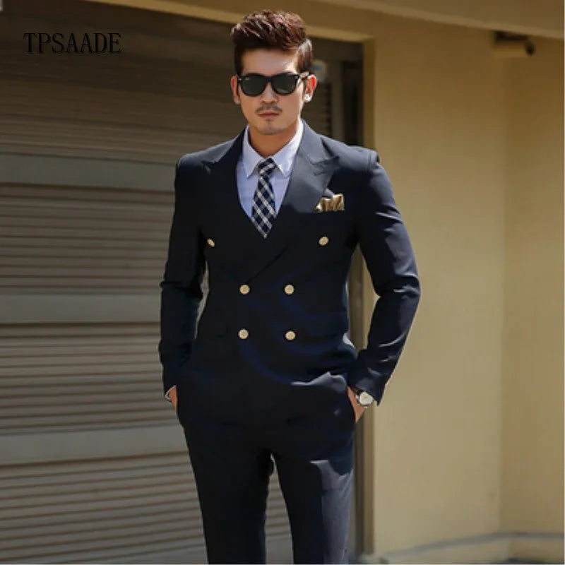 Latest Design Uniform Business Double Breasted Coat Pant Men Suit YF074