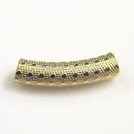 Beadsnice ID 25966 Brass Beads Curved Textured Pattern Hotel Tube