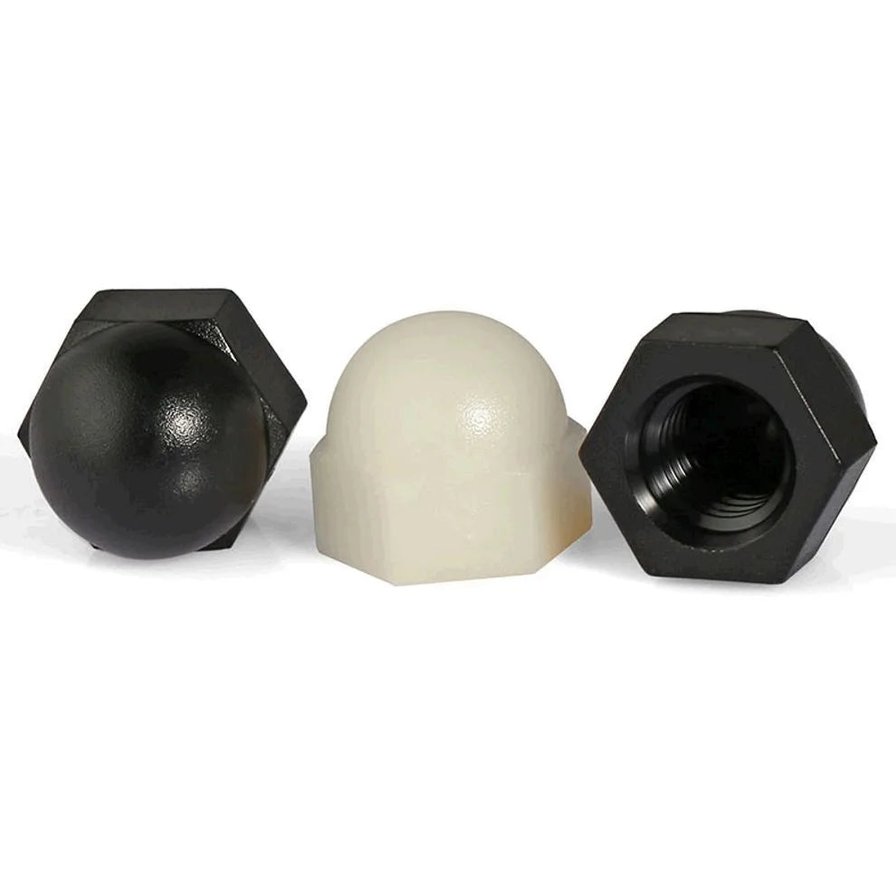 M2-M10 Inner Threaded Hexagon Shaped White Black Plastic Nylon Dome Bolt Cap Nut for Healthcare Water Treatment DIN Standard
