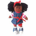 Factory Custom 30cm Black Girl Plush Doll Soft Toy with Hair Gift Idea