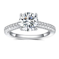 Fashion 925 Silver Ring Fine Jewelry Zircon Claw Setting Round Engagement Diamond Classic Rings for Women