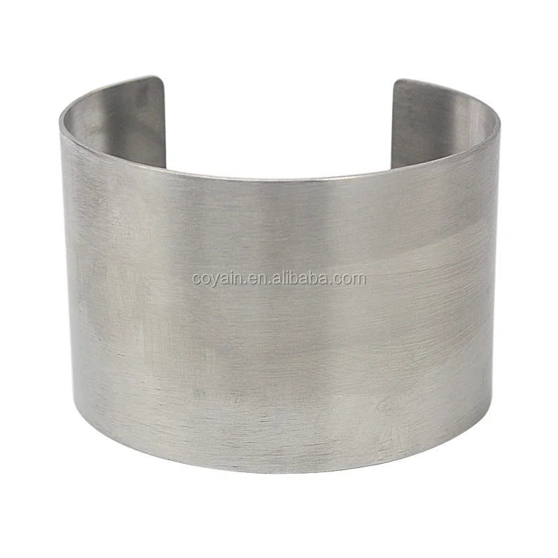 Fashion Jewelry Accessory Matte Silver Color Wide Big Women Metal Cuff Bangles Bracelets 316L Stainless Steel