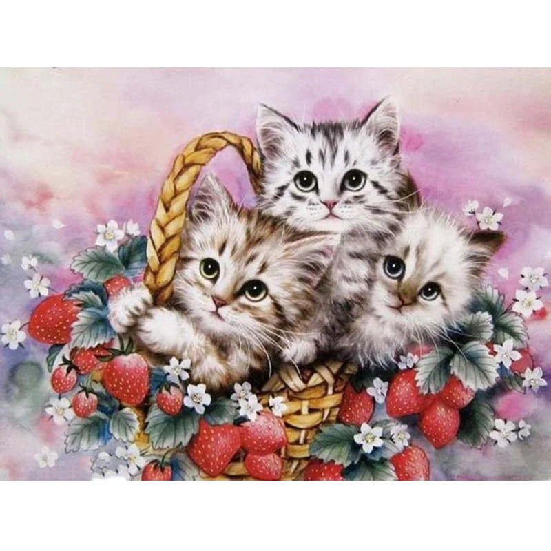 5d Diamond Painting Three Cat Diamond Mosaic Embroidery Picture Rhinestones Animals Diamond Painting Kids Gifts
