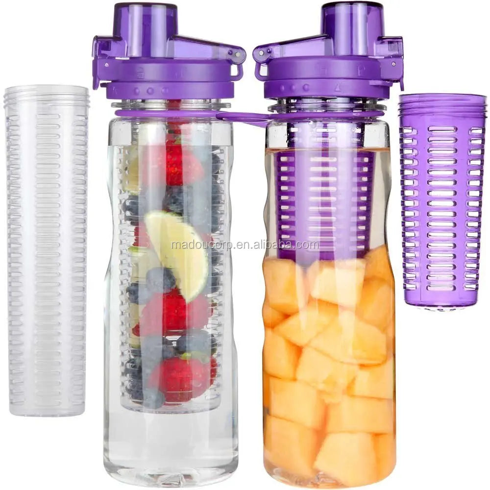 Madou BPA Free Plastic 32oz Safe Bottle Push Lid Unisex Fruit Infuser Water Shaker Gym Direct Drinking Outdoor Activities