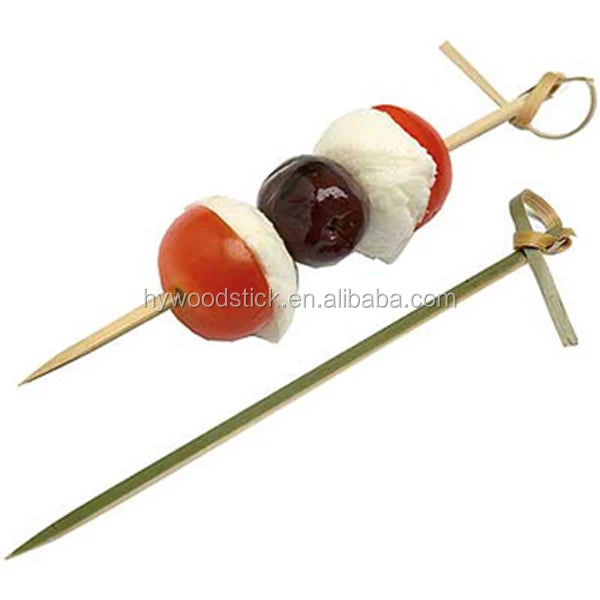 Eco-friendly Disposable Fruit Picks Stick Bamboo Knotted Skewer for Food Cocktail Biodegradable