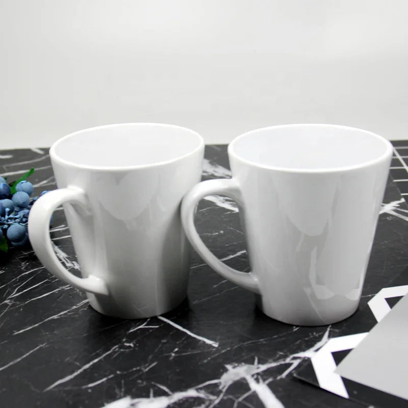 12oz White Cone Ceramic Cup Sublimation Blank Coffee Mug for Christmas/New Year/Business