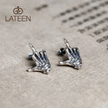 Fashion S925 Sterling Silver Earrings Skull Hand Skeleton Men Women Stud Post Single Earring
