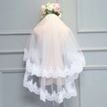 Wholesale Top Quality Short Lace Two Layer Ivory 1.5 Meters Width 1.5 Meters Short Lace Veil for Bridal With Comb MSVB3