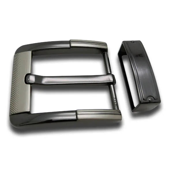 Nice Polishing Zinc Alloy Casting Shiny Gunmetal Laser Pin Belt Buckle With Loop for Men Genuine Leather Belt