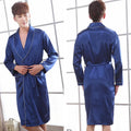 Chinese Faux Silk Bathrobe  Men Long Polyester Satin Bathrobe