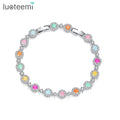 LUOTEEMI Hot Selling White Gold Plated Jewellery Turkish Fashion Brand Girl Trending Cubic Zirconia Tennis Bracelet