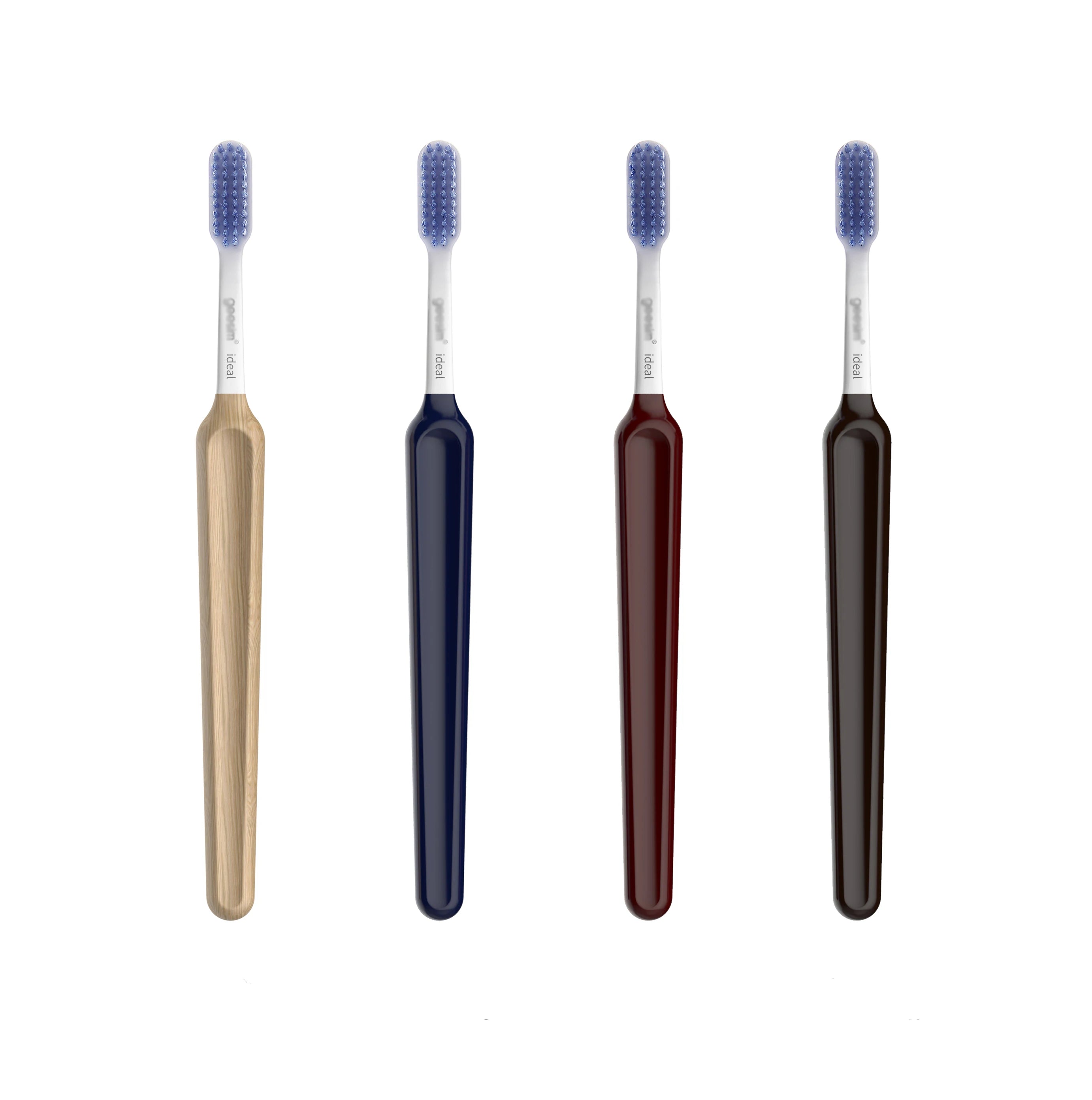 LULA Adult Toothbrush with Custom Logo Soft Slim Tip Dupont Nylon Bristle Black Plastic Handle for Home or Travel