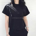 100% Cotton Casual Women's Knitted T-Shirt with Butterfly Sleeves Anti-Wrinkle & Anti-Pilling Features