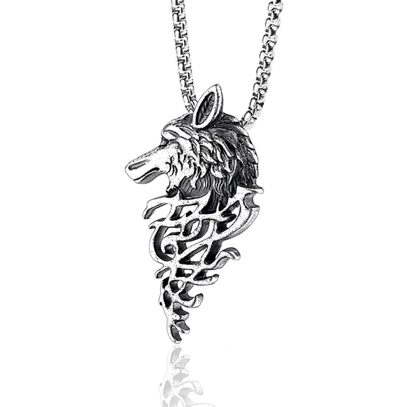 Ancient Reasures Egypt Viking Odin Thor Mjolnir Celtic Norse Nordic Wolf Necklace