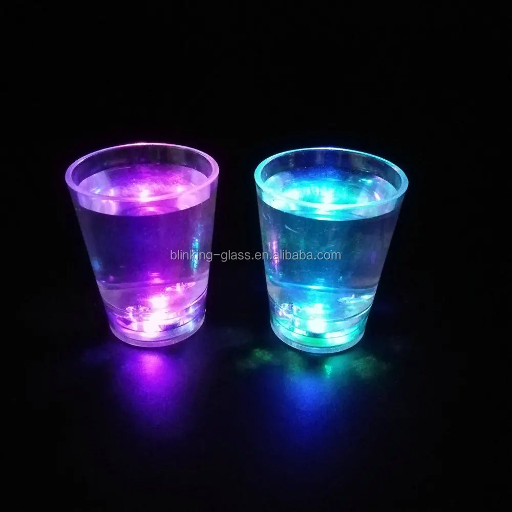 2oz Multi-color PS Material LED Shot Glass with Water Sensor Lighting JFL Brand 4.8x6cm for Christmas Decorations