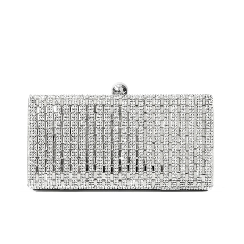 Luxury Crystal Metal Hard case Box Clutch Evening Purse Wedding Crystal Clutch Bag