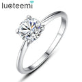 LUOTEMI Women 2 Carat 8mm Hearts & Arrows CZ Wedding Luxury Engagement Party Jewelry 925 Sterling Silver Ring