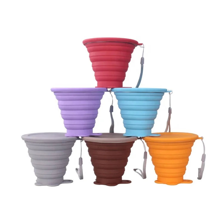 Classical Hot Sale 260ml Colorful Portable Foldable Non-toxic Easy to Clean Silicone Travel Mug