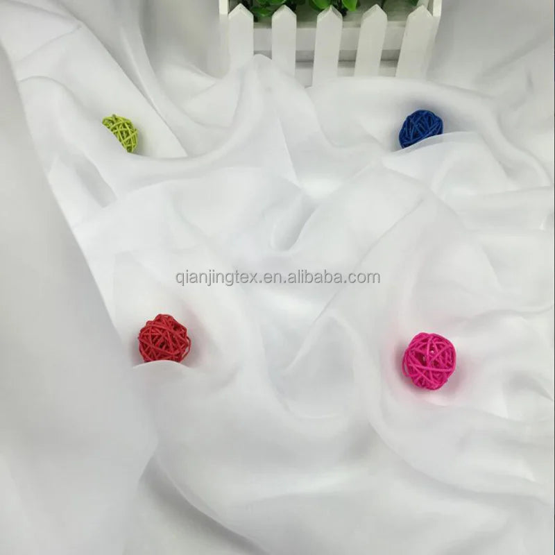 Factory Price 30D Thin Transparent Silky White Chiffon Fabric for Summer Dress