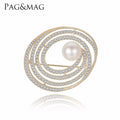 PAG&MAG Wholesale Brooches and Pins Sliver Bird's Nest Shaped Paved Tiny Shiny Zircon Brooch Put in Pearl for Women Brooches
