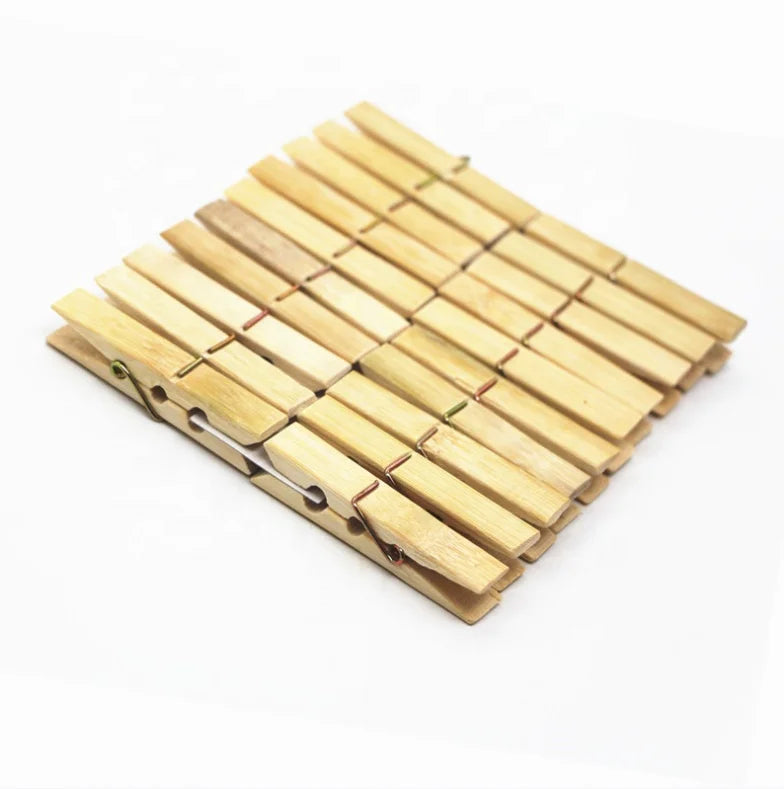 20 Pcs/ Bag Natural Bamboo Durable Hanging Clips Bamboo Clothes Peg for Arts and Craft
