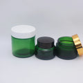 30g Green Cosmetic Face Cream Glass Jar with Gold Lid