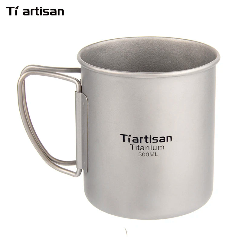 Titanium Drinkware Ultralight Eco-friendly Outdoor Camping Mug 300ml 400ml Folding Handle