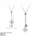 Wholesale Silver Zircon Jewelry Four Leave Clover Charm Lariat Necklace