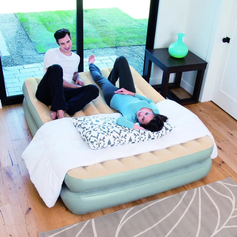Inflatable Lounger Air Beds Bestway 67477 80'' X 60'' X 16'' Inflatable Raised Queen 2 Layers air Mattress Inflatable