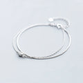 925 Sterling Silver Double Layer Chain Zircon Wedding Bracelets for Women Jewelry Gifts