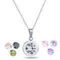 Wholesale Fashion Zircon Necklace Stainless Steel Waterproof Birth Stone Color Steel Crystal Interchangeable Stone Necklace