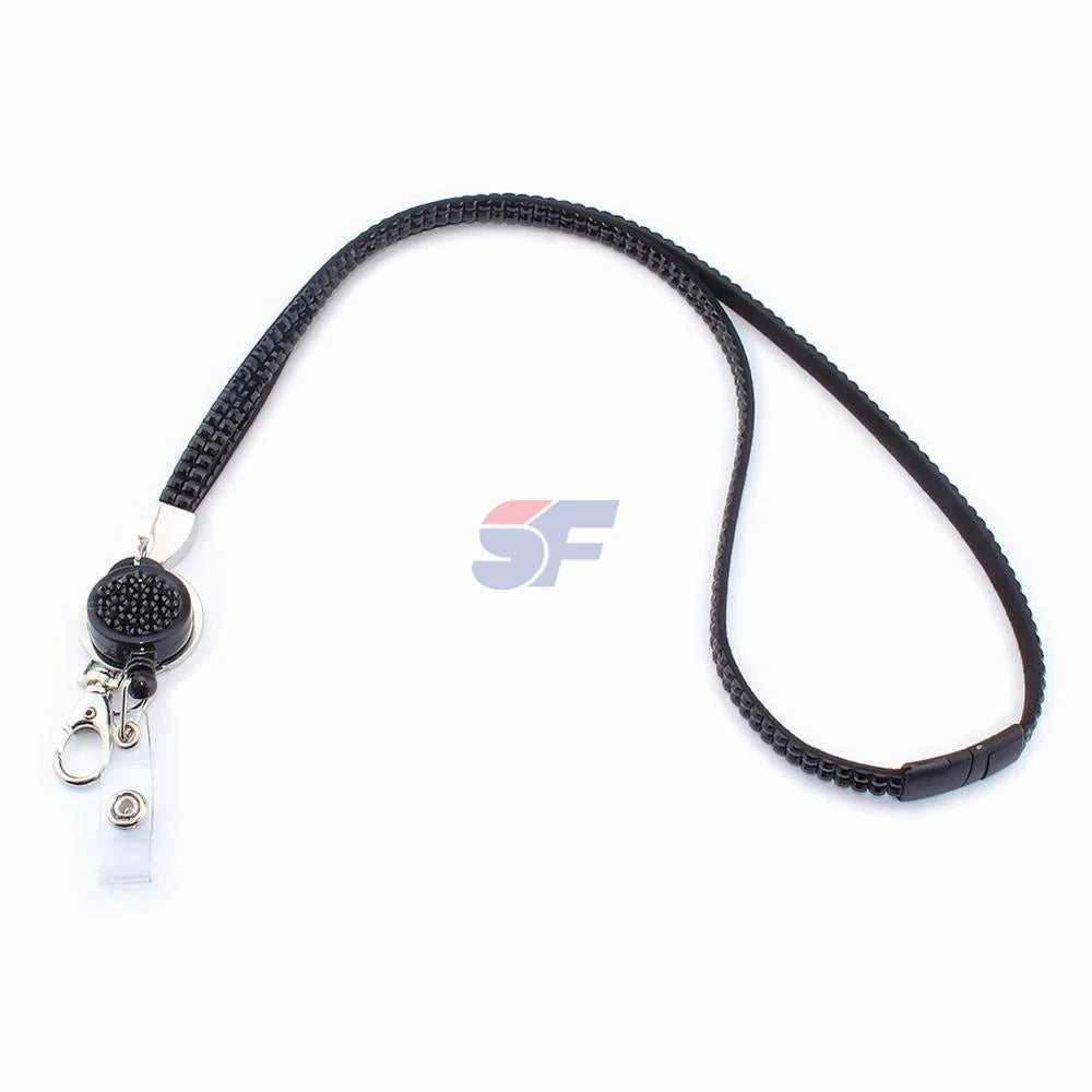 Fashion Silicone Crystal Custom Adjustable Eco-Friendly Neck Lanyards with Bling Rhinestone Spring Design