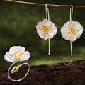 Lotus Fun Luxury Fine Jewelry Sets 18K Gold Plated 925 Silver Rings Earrings Bloom Flower Original Design for Women Engagement