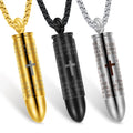 Men's Bullet Cross Pendant Necklace Trendy Stainless Steel PVD 18K Gold Anti Tarnish Necklace Male Jewelry Pendant for Men