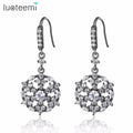 LUOTEEMI New Fashion Black Tone Delicate Clear Cubic Zirconia Snowflake Crawler Cuff Dangle Earrings