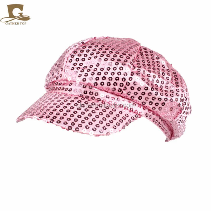 Women Sequined Visor Beret Cap Newsboy Beanie Performance CapBLM-40