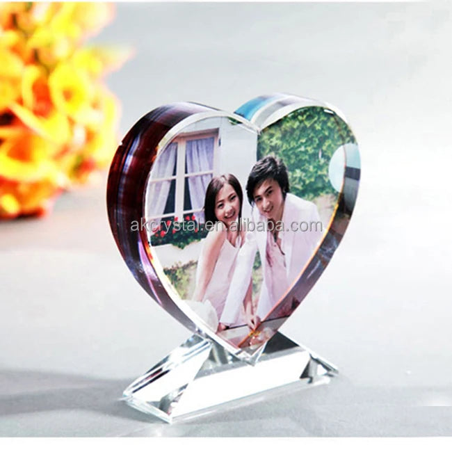 Beautiful Top Quality Wedding Favors Heart Shape Crystal Photo Frame From Crystal Manufacturer