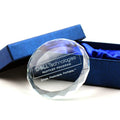 Personalized Facet Round Crystal Glass Etched Paper Weight for Company Anniversary