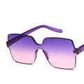 2019 Rimless Frame Gradient Transparent Color Oversize PC Lenses Light Weight Comfortable Fashion Sunglasses with UV Protection
